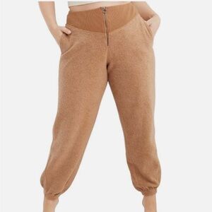 AERIE Caramel Cozy Fleece Zipper Front Joggers Size S